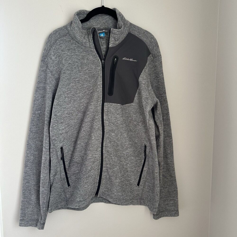 Eddie Bauer First Ascent Jacket Men Medium Gray Full Zip Fleece Softshell Hiking